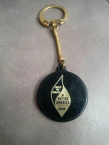 Help to Build a Better America UAW United Auto Workers Keychain Vintage - Picture 1 of 3