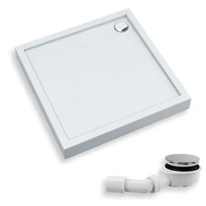 Duschwanne Quadratisch Duschtasse 75x75x12 Dusche Acrylwanne mit Ablaufgarnitur - Bild 1 von 6