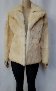 Dino Ricco Size L Vintage Genuine Rabbit Fur Coat yellowish #A - Picture 1 of 16