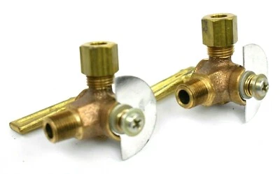 Lot of 2 DWYER Angle Shut Off Valve, Brass LINE-VENT-CLOSE 1/4" Tube x 1/8 MNPT