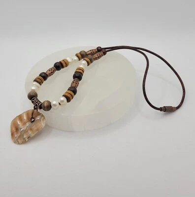 Freshwater Pearl Necklace for Men or Women, Mother of Pearl Pendant - Image 1 of 4