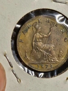 1873 Farthing - Victoria British Bronze Coin - Very Nice - Picture 1 of 2