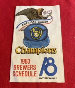 Milwaukee Brewers Schedule 1983 MLB Baseball Schedule American League Champions - Picture 1 of 15
