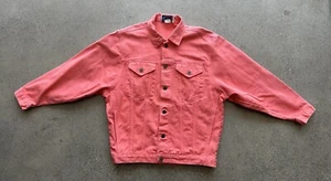 RARE Vintage Marigail Weekend Salmon Pink Cotton Denim Button-Up Jacket Size 1 - Picture 1 of 11