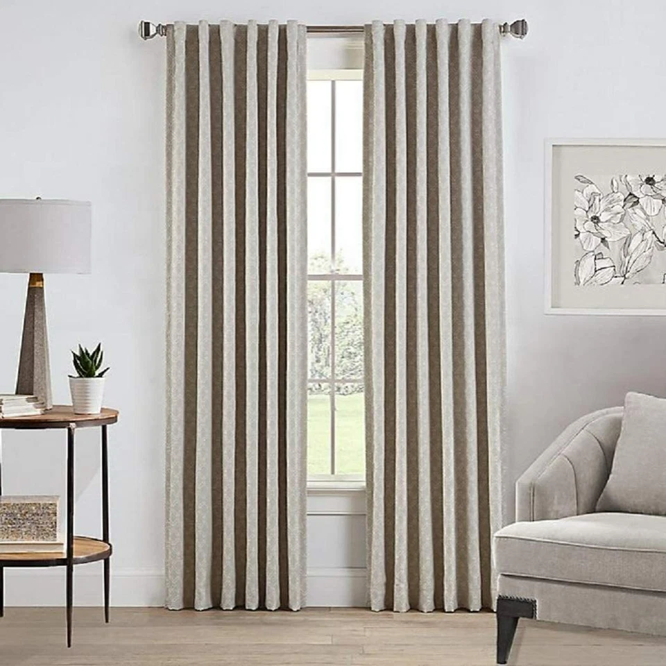 Panel de cortina de ventana con lengüeta trasera/ bolsillo varilla oscurecida Enzo 84 pulgadas en natural, NUEVO Foto 1 de 2