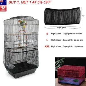 Shell Skirt Mesh Cage Cover Guard Pet Bird Nylon Net Seed Catcher S-2XL Black - Picture 1 of 7
