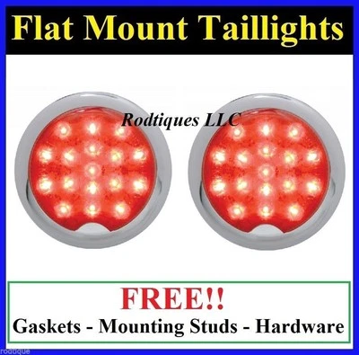 Flat Mount Red LED Taillights Roll Pan Bumper Custom Chevy Truck C39R 2 - Imagem 1 de 3