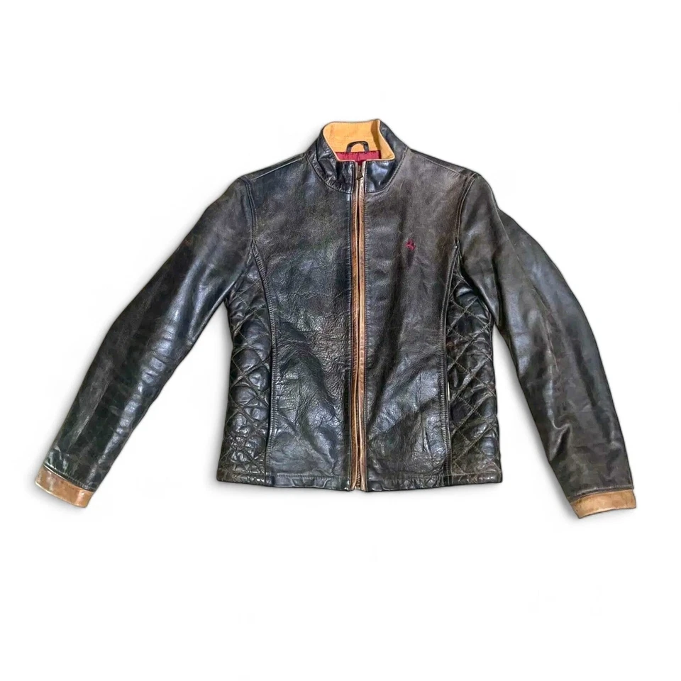 Flia x Ferrari Vintage 90s Distressed Leather Jacket Rare Women's Medium (M) - Image 1 of 4