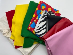 Fabric Remnant Lot - Felt, Faux Leather (pleather?), Etc Etc - Picture 1 of 4