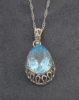 Sky Blue Topaz Rhodium Over Sterling Silver Pendant With Chain 9 CT - Image 1 of 4