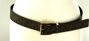 Cinturón Michael Kors Mujer Firma Logo Chapado en Oro Hebilla Marrón Talla XL - Imagen 1 de 6