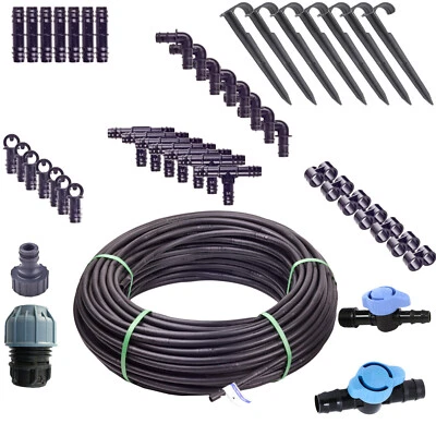 VERDONE Tropfrohr 50m Tropfschlauch + 90 Stück Zubehör Tropfbewässerung Perlschlauch XL