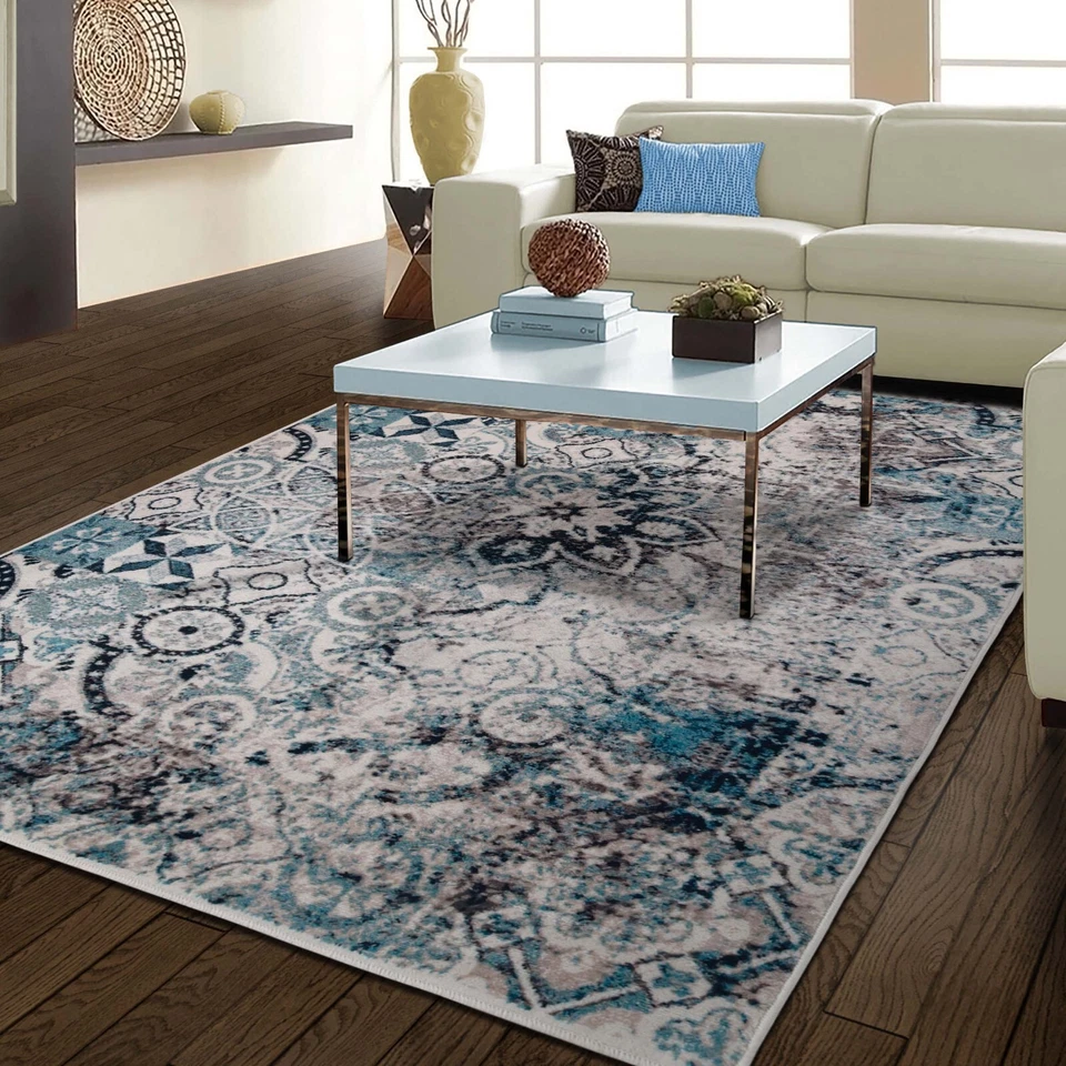 Rangoli Medallion Geometric Modern Soft Carpet Large Indoor Area Rug or Runner - Image 1 of 1