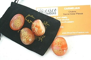 Corniola Reiki Set Quattro Pietre Borsa Velluto Nero Cristallo Guarigione Chakra Sacrale - Foto 1 di 4