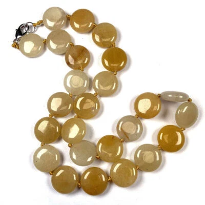 Collar con nudo de cuentas de cuarzo/ojo de tigre/topacio/ágata/gemas de cristal para monedas de 16 mm 18" Foto 1 de 4