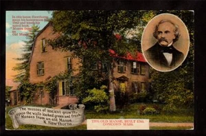 c.1908 retrato y casa Nathaniel Hawthorne escritor gente Concord Mass. postal - Imagen 1 de 1
