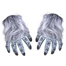 Adults Grey Hairy Hand Gloves Werewolf Monster Halloween Fancy Dress Accessory