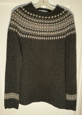 Harley Шотландии шерсти зеленый Fair Isle Xmas свитер джемпер размер L - Изображение 1 из 4