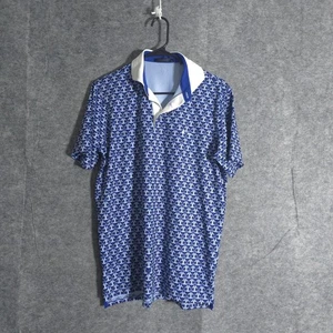 Greyson Herren Poloshirt Small Blau Kurzarm Waschbärmuster Golf Performance - Bild 1 von 8