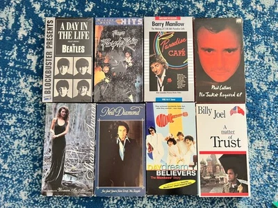 Lot of 8 Vintage Music VHS Tapes - Beatles, Prince, Billy Joel, Neil Diamond Foto 1 de 4