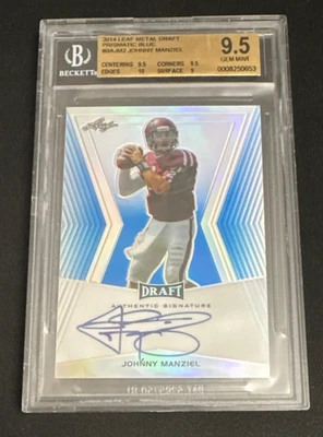 2014 Leaf Metal Draft JOHNNY MANZIEL 04/50 BLUE RC ROOKIE AUTO BGS 9.5 GEM - Image 1 of 2