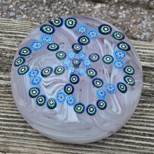 Vtg Gentile Glass Paperweight Millefiori Stars Pink 3.3" 1978 USA Commemorative - Picture 1 of 12