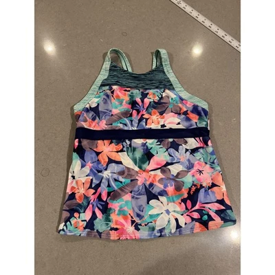 Athleta Girl Tankini Surfs Up Swim Top Girls Size L/12 Floral Print - Image 1 of 4