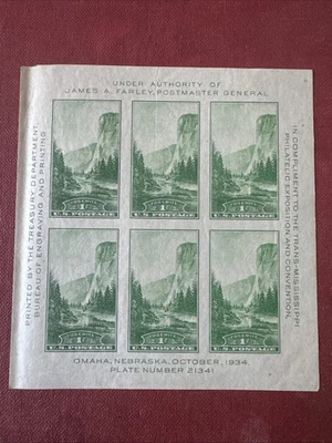 1934 Trans-Mississippi Scott #751 Sheet of 6 LH Stamps - Image 1 of 3