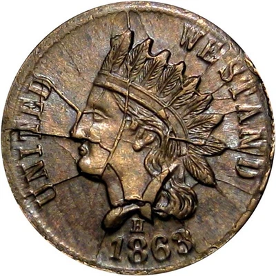 New York City Civil War Token Broas Clashed Shattered Dies Mint Error R7 - Image 1 of 2