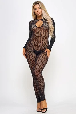 Bodystocking BeWicked Leilani con patrón de leopardo negro Foto 1 de 4