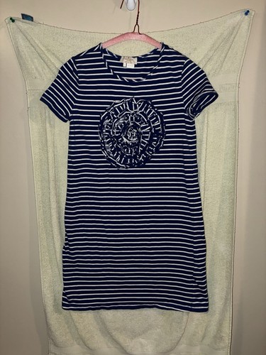 Kate Spade Gonna The Rules Bambina Taglia 12 Vestito 3D Fiori Seersucker Righe Spiaggia