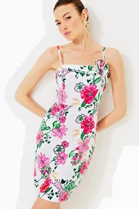 Lilly Pulitzer Nickola Dress floral straps roses coconut safari size 12 M NEW - Picture 1 of 5