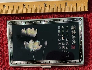 Tasche Visitenkartenetui Koreanische Blumen Edelstahl - Bild 1 von 4