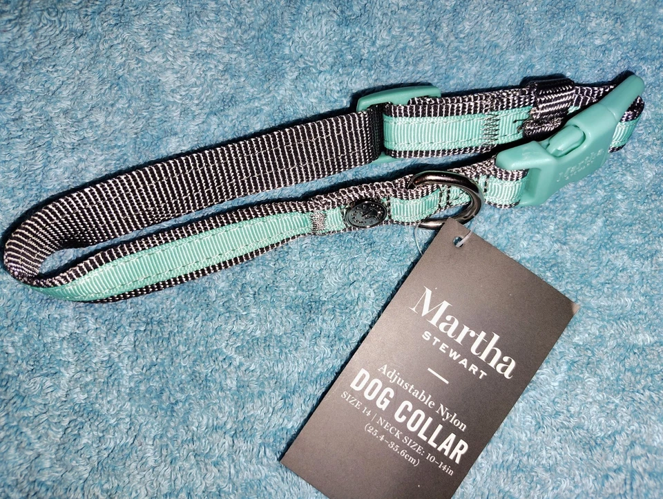 "Collar ajustable de nailon para perro Martha Stewart talla 14 se adapta al cuello 10""-14""" Foto 1 de 3