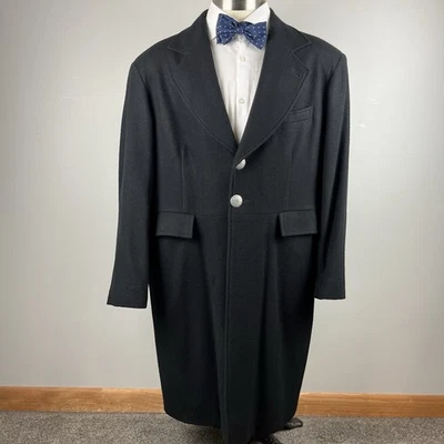 VTG Wah Maker 44 Frontier Frock Coat Western black wool long jacket USA made - Image 1 of 4