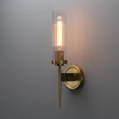 Aplique de pared de latón antiguo con 1 luz de tocador de baño con 2,8 pulgadas de diámetro Foto 1 de 4