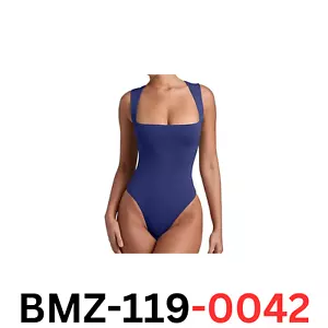 REORIA Women Summer Sexy Sleeveless SquareNeck Double Lined Going Out Bodysuit S - Picture 1 of 6