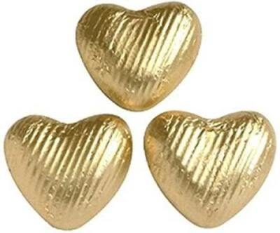 200 GOLD FOIL CHOCOLATE LOVE HEARTS WEDDING FAVOURS VALENTINES - image 1 of 3