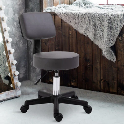 HOMCOM Beautician's Adjustable Swivel Salon Chair w/ Padded Seat Back 5 Wheels Grey