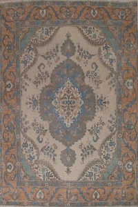 Vintage traditioneller Blumenteppich Tebriz Bereich Teppich handgefertigt orientalischer Wollteppich 8x11 Fuß - Bild 1 von 12