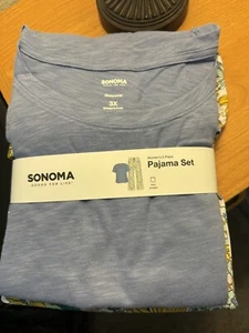 NEW Women's Sonoma 2 Piece Short Sleeve Sleep Set Size 3X Top & Pants - Picture 1 of 3