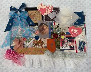 Valentine Lot Of Scraps Lace Ribbon Fabric Floral Journals Slow Stitch Craft - Picture 1 of 22