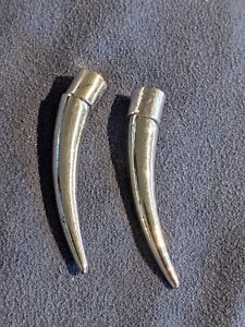 Fashion Pins Earrings (ERG A) Silver Tone Horn 