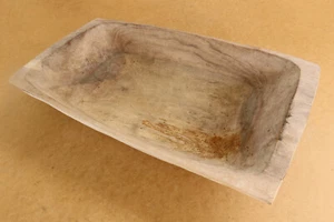 Vintage Dough Bowl Early Primitive Kneading Trough Wooden Plate Early 20th - Picture 1 of 13