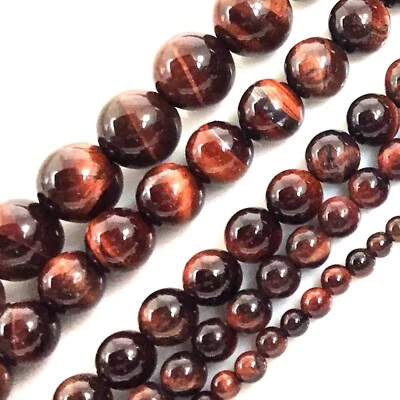 10 color Tiger eye Round Loose Beads 15" 4 6mm 8 10 12 16 18 Gold Pink Red Blue - Image 1 of 4