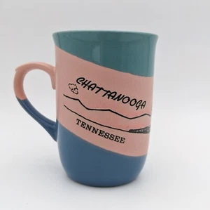 Chattanooga Tennessee Blue and Pink Coffee Tea Cup Mug Souvenir Retro Vintage - Picture 1 of 8