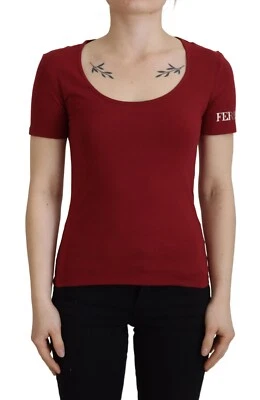 Camiseta FERRE JEANS Granate Algodón Elástico Mangas Cortas Camiseta IT40/US6/S 180usd Foto 1 de 4