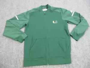 Miami Hurricanes Jacket Mens Medium Green Full Zip Team Player Issued Adidas - Picture 1 of 14