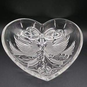 Gorham Christmas Holiday Crystal Glass Cardinals Birds Candy Dish trinket Bowl - Picture 1 of 7