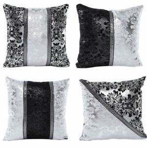 Sofa Throw Pillow Case Home Car Bed Decor  Black Silver Vintage Covers Cushion